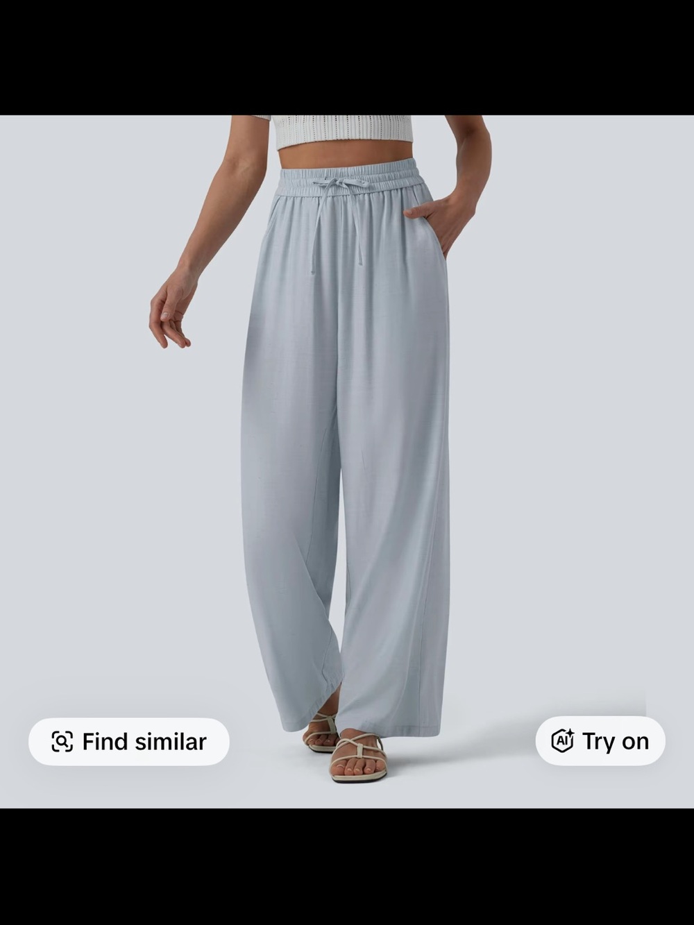 Halara Light Blue Wide-Leg Linen blend pants